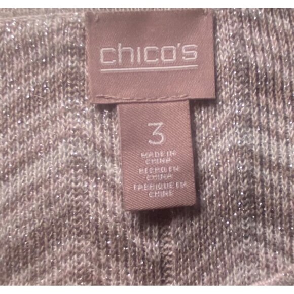 Chicos Sz 3 Silver Chevron Sleeveless Knit Top Size XL Casual Comfort Layering - Picture 6 of 7